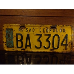 Placa Automotiva Amarela RS - BA 3304