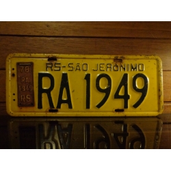 Placa Automotiva Amarela RS - RA 1949